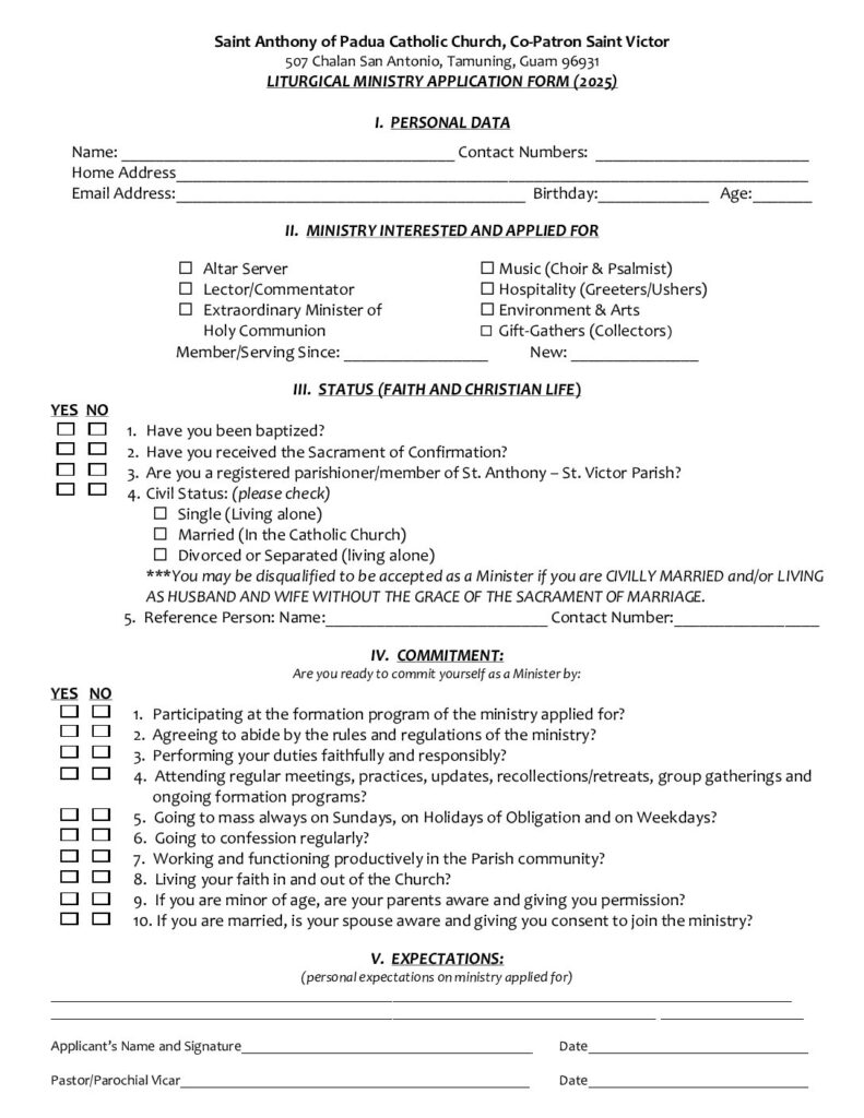 Join our Ministry - Saint Anthony of Padua Parish